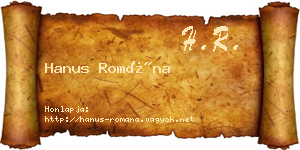 Hanus Romána névjegykártya